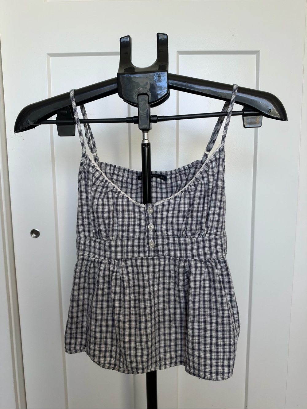 Brandy Melville Blue and White Plaid Spaghetti Strap Tank